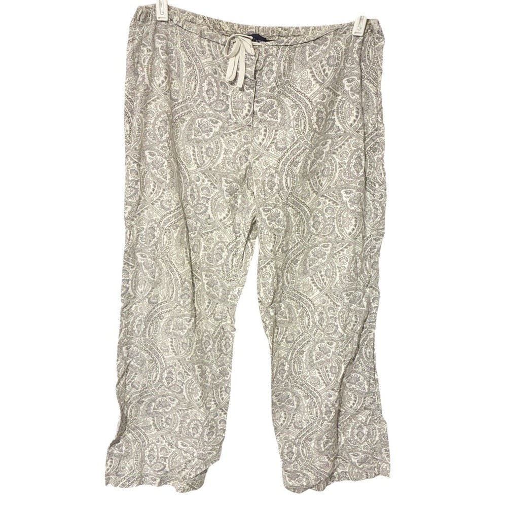 Ralph Lauren Cotton Grey Paisley Print Pull On Cotton Pajama‎ Pant Size Small